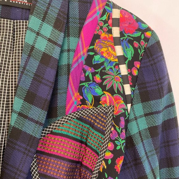 SOLD Canvasbacks Lutton & Horsefield Mixed Media Plaid Blazer NWOT - Picture 4 of 15